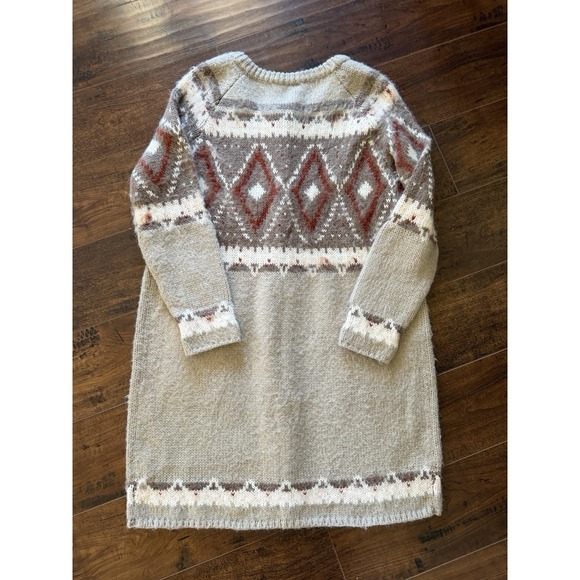 Free People Frosted Fair Isle Cardigan Women's Size Large Mohair Wool Blend Boho - Picture 8 of 10